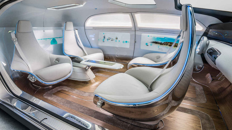 The interior of the Mercedes F015 concept